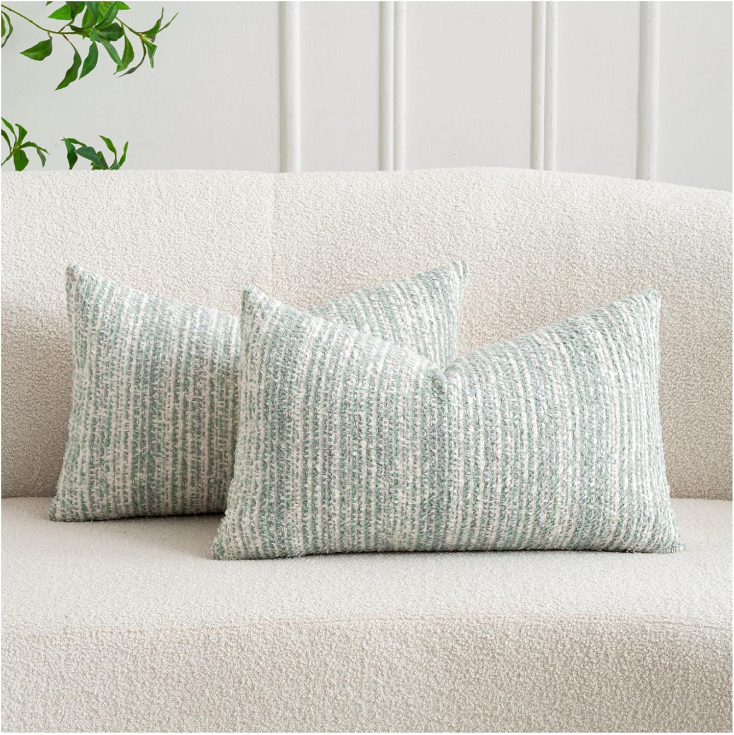 Zealax Pack of 2 Sage Green Decorative Textured Throw Pillow Covers 24x24 for Couch Bed Sofa Living Room,Soft Accent Pillows Luxury Cushion Cover Pillow Cases