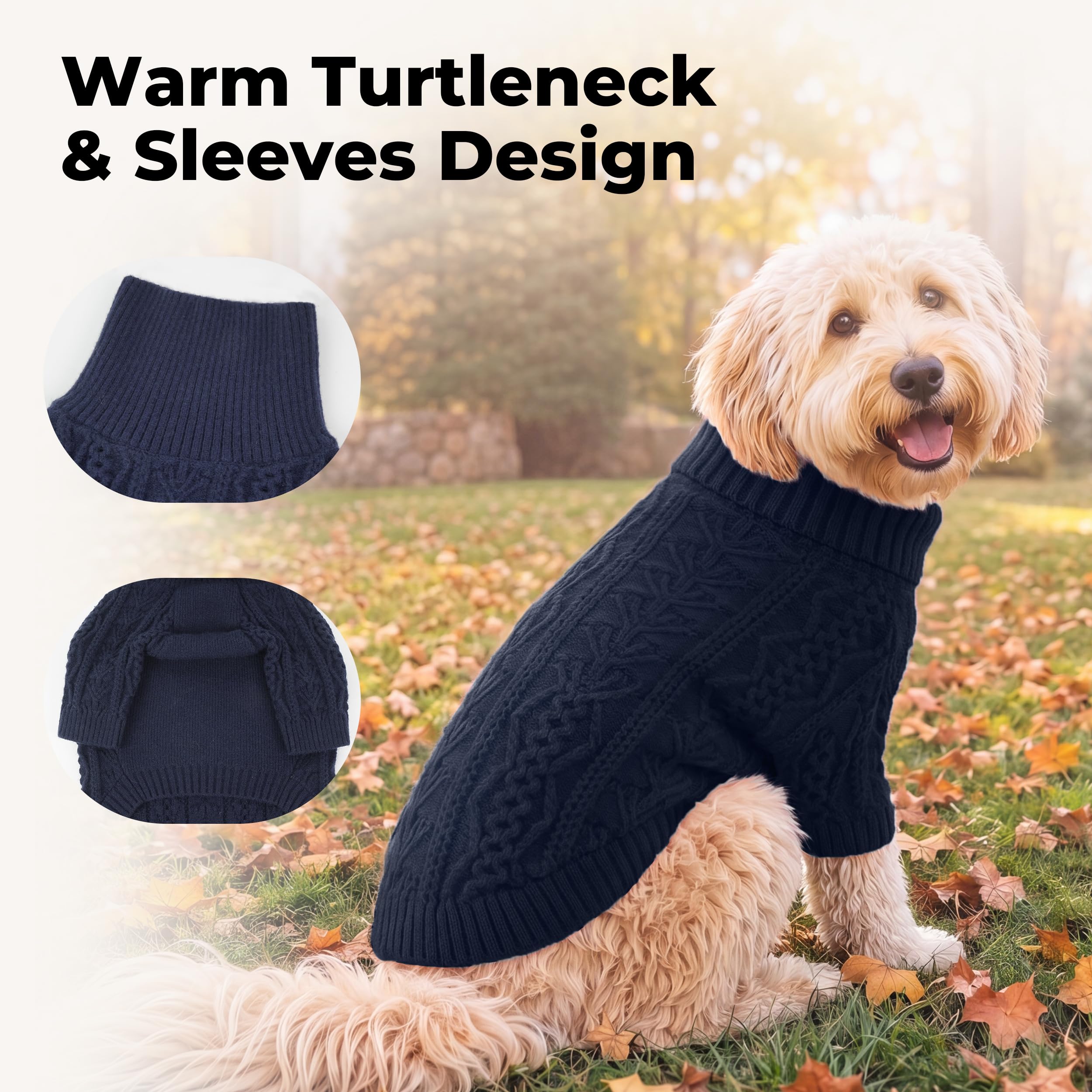 Lelepet Hundepullover für große Hunde, Rollkragen-Strickwaren