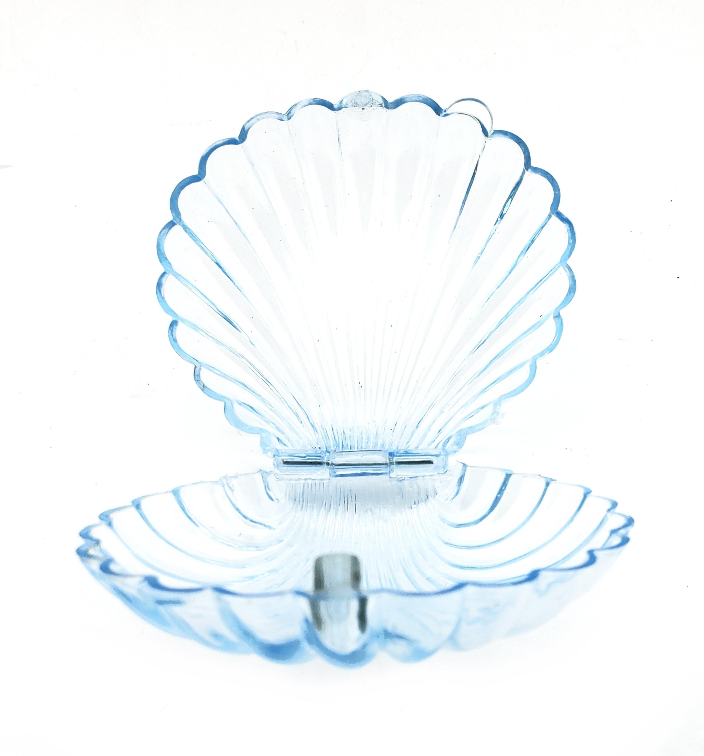 12 Extra Large Plastic Shell Candy Boxes Blue Clear