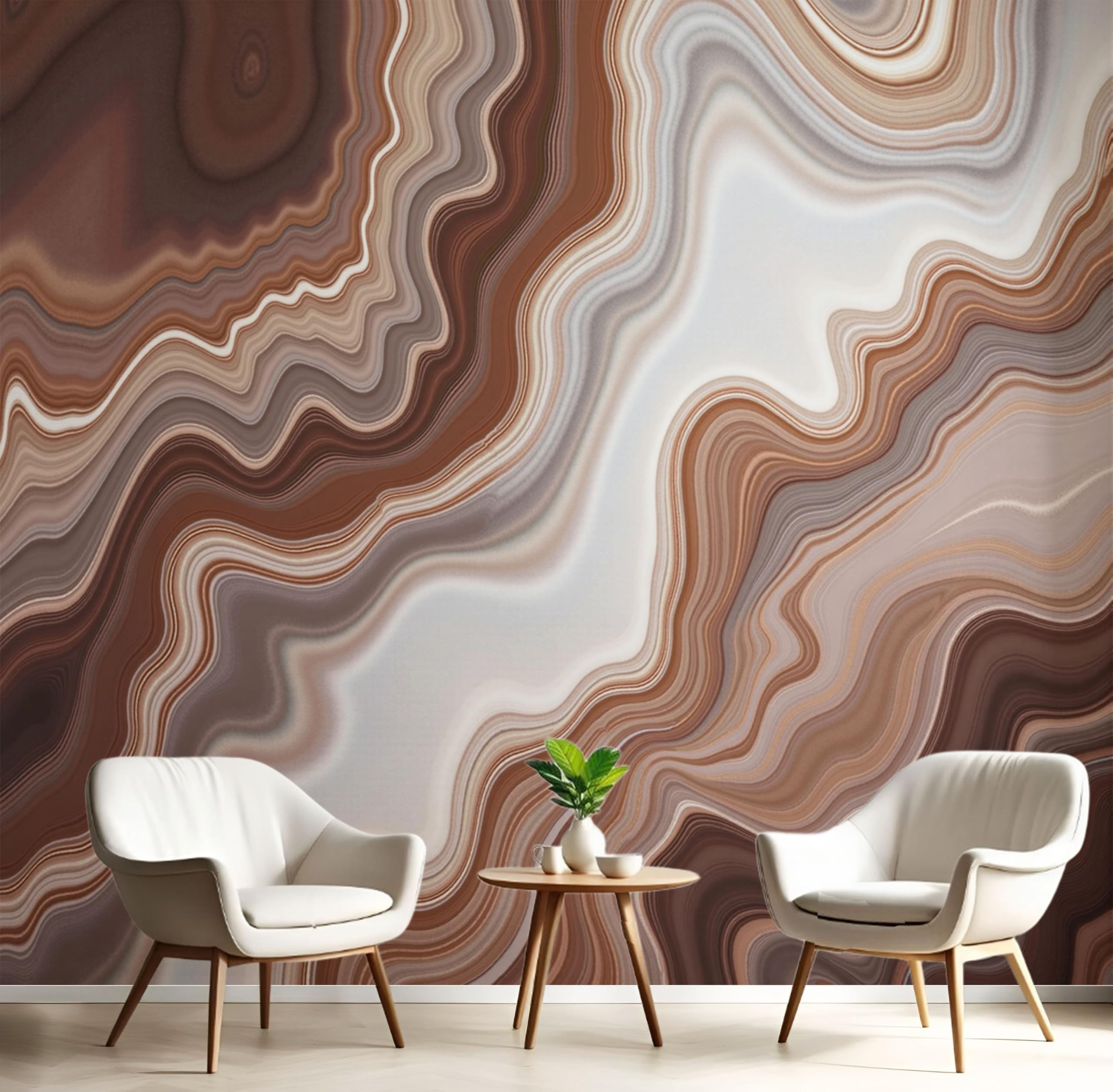 Papier peint panoramique marbre brun 350x256cm pour salon