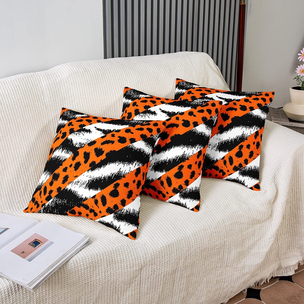 Inchgrass 2 Federe Per Cuscini In Finta Pelliccia Leopardata - 45x45 Cm - Morbide E Lussuose Per Divano E Letto - 3