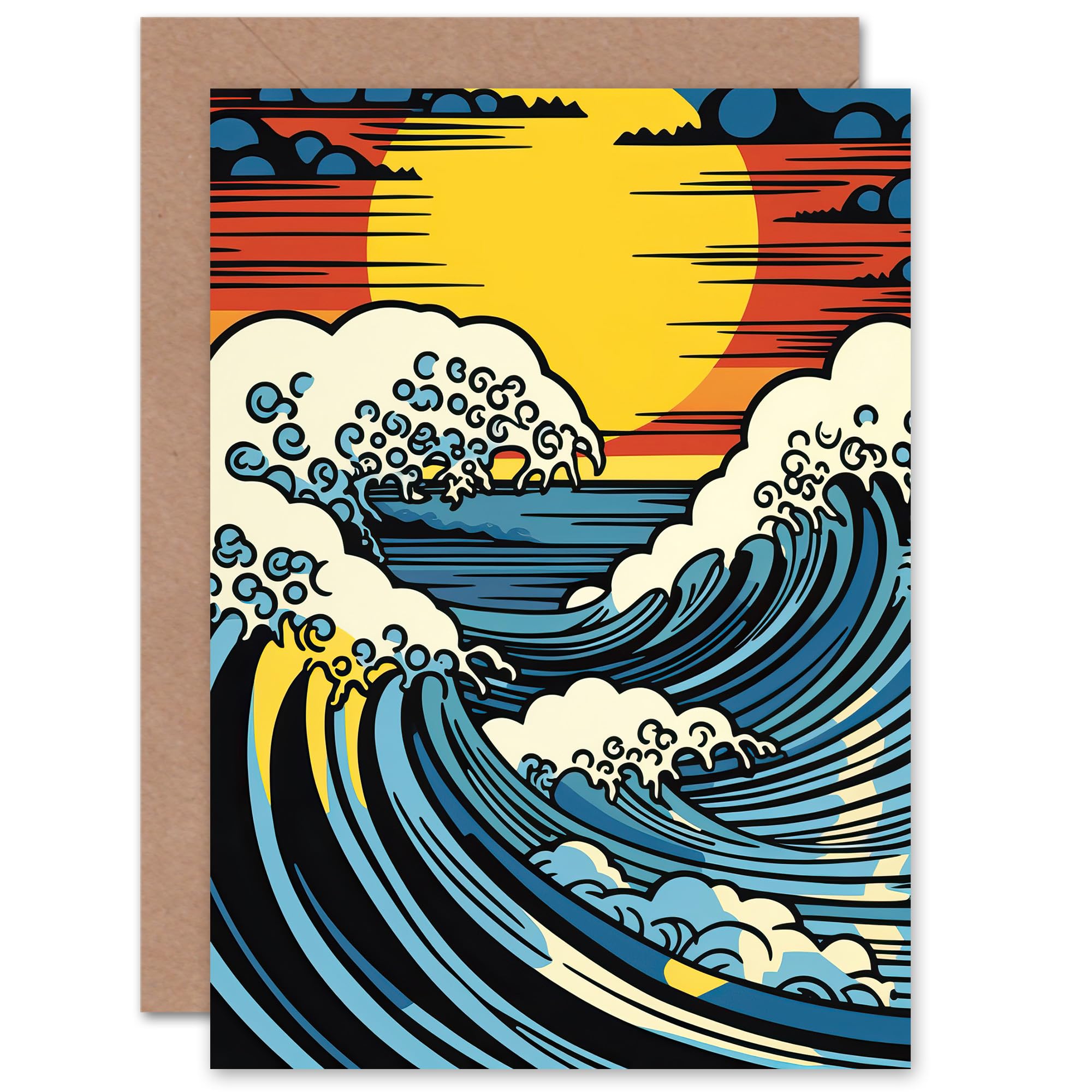 Artery8 - Greeting Card - Great Wave - Blue