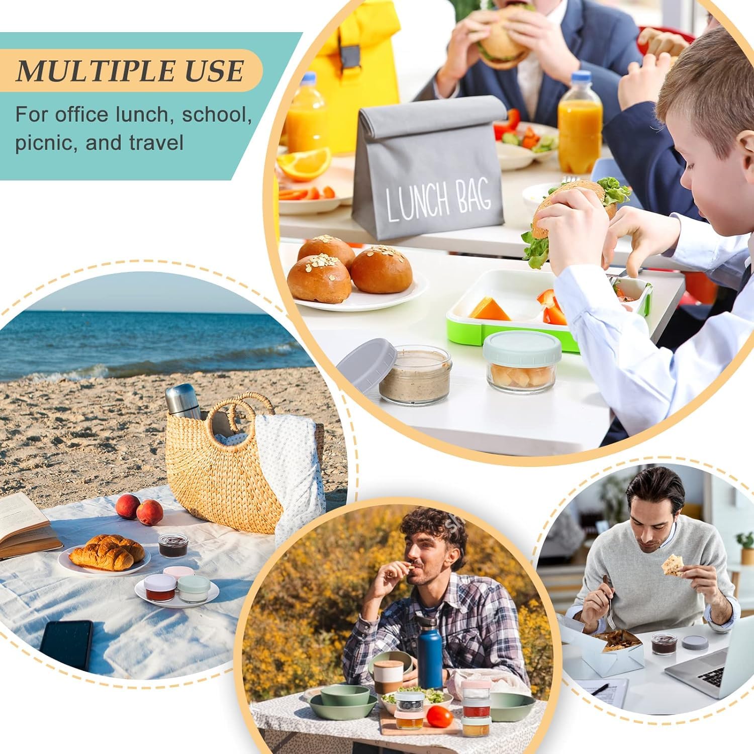 12 Petits Pots à Sauce De 75 Ml Avec Couvercles étanches - Couvercles Colorés - Empilables - Pour Déjeuner, Bento, Condiments - Micro-ondes Et Lave-vaisselle Safe