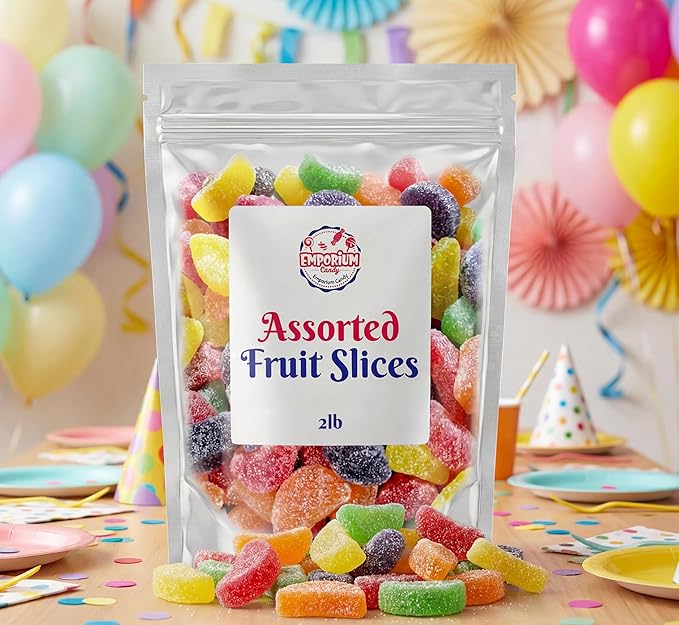Fruit Slices Candy 2 lb Bolsa a Granel - Sabores Limón Cereza Fresa Naranja Lima miniatura 5