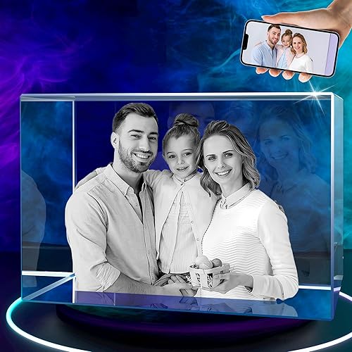 Regalos de cumpleaños personalizados con foto de cristal 3D, regalos de cumpleaños para ella, él, mamá, mujeres, parejas, cristal grabado con láser