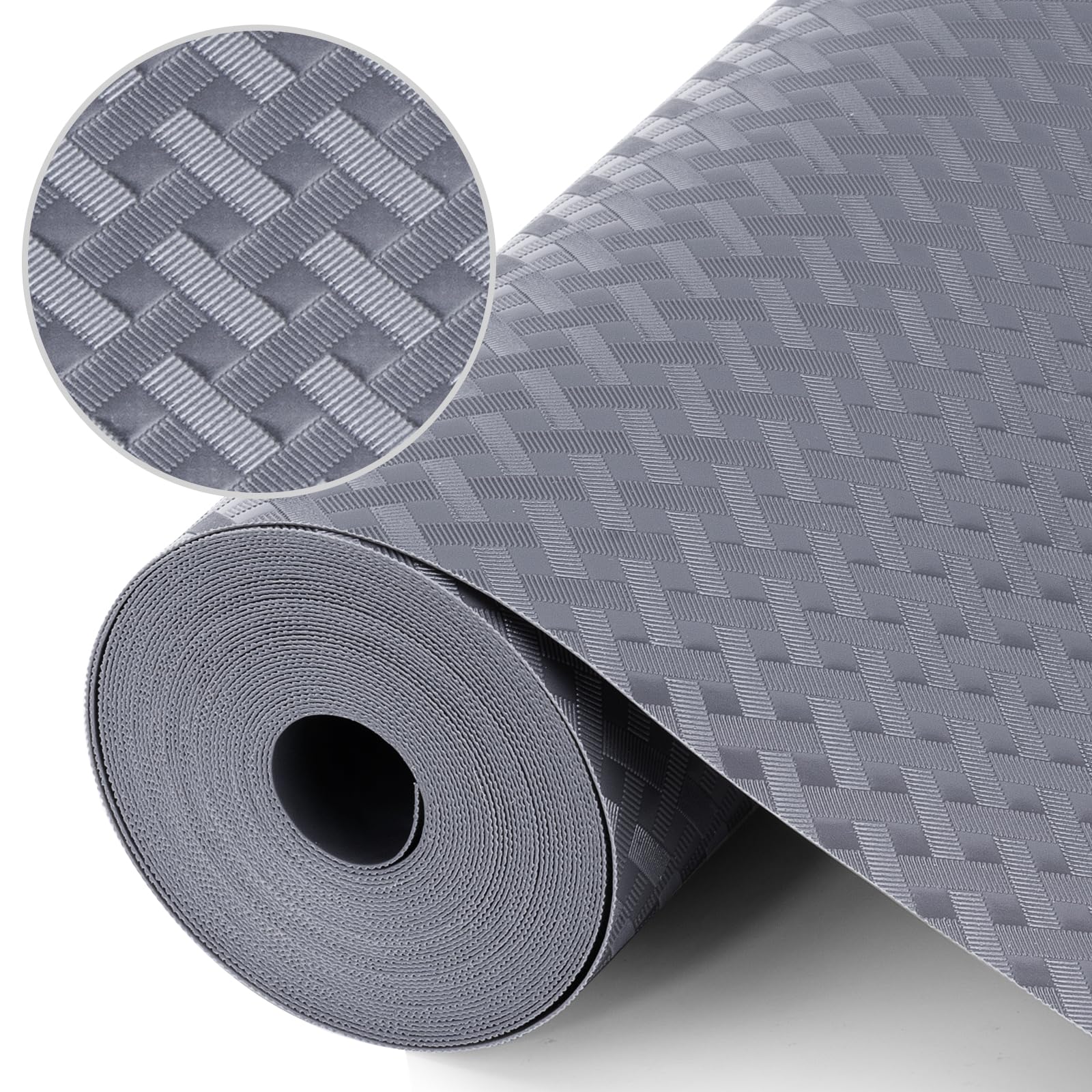 Origuuds Shelf Liners,Non-Adhesive Drawer Liner, Waterproof & Oil-Proof Kitchen Cabinet Cupboard Liner Plastic EVA Material BPA Free Fridge Liner Mats Paper Protector for Shelves (Grey/30cm x 156.5cm)