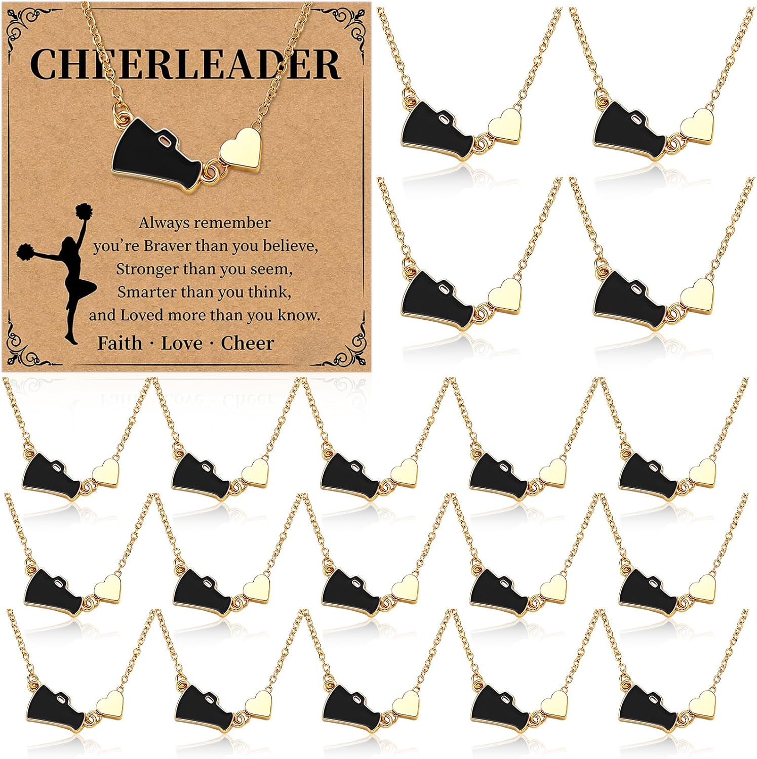 20 Pack Cheerleader Gifts Bulk Necklaces for Team