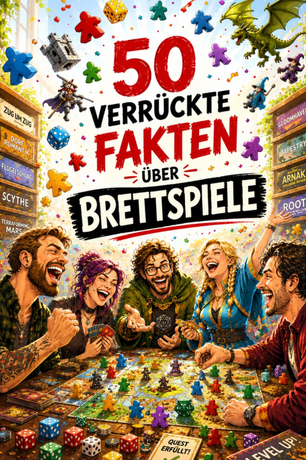 50 verrückte Fakten über Brettspiele: Skurriles und Spannendes aus der Welt der Meeples und Würfel | Geschenkidee für Brettspielnerds