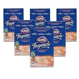 Clorox Fraganzia Fabric Softener Dryer Sheets, Hawaiian Scent - Wrinkle Reducing Scented Softening Laundry Dryer Sheets for Great Smelling Clothes, 105 Count - 6 Pack