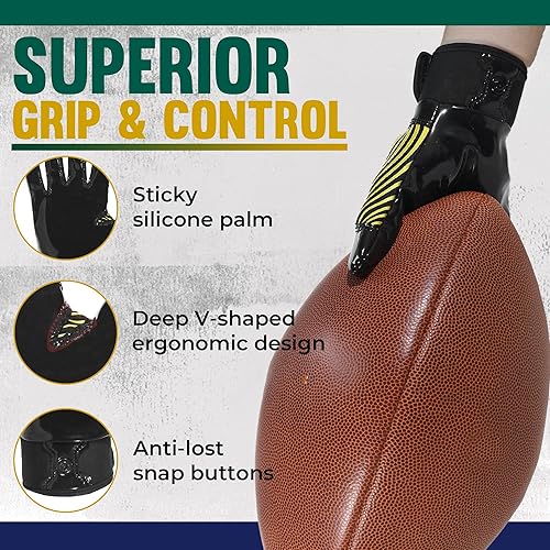 Vista 70 de HANDLANDY Guantes de fútbol juvenil, guantes de receptor adhesivo para niños, guantes de fútbol súper agarre, el mejor regalo para niños y niñas