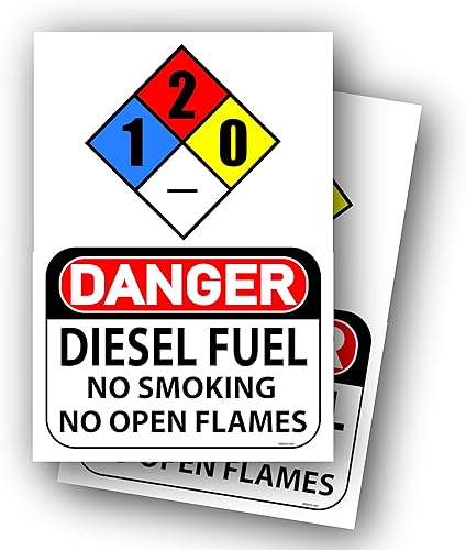 (2 unidades) DANGER Diesel Fuel No Smoking No Open Flames Letrero (vinilo autoadhesivo, 7 x 10 pulgadas)