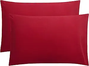 FLXXIE Microfiber Pillow Cases Queen Size Set of 2, Soft Pillowcases with Envelope Closure, Wrinkle Resistant Pillow Covers, 20x30, Wine Red