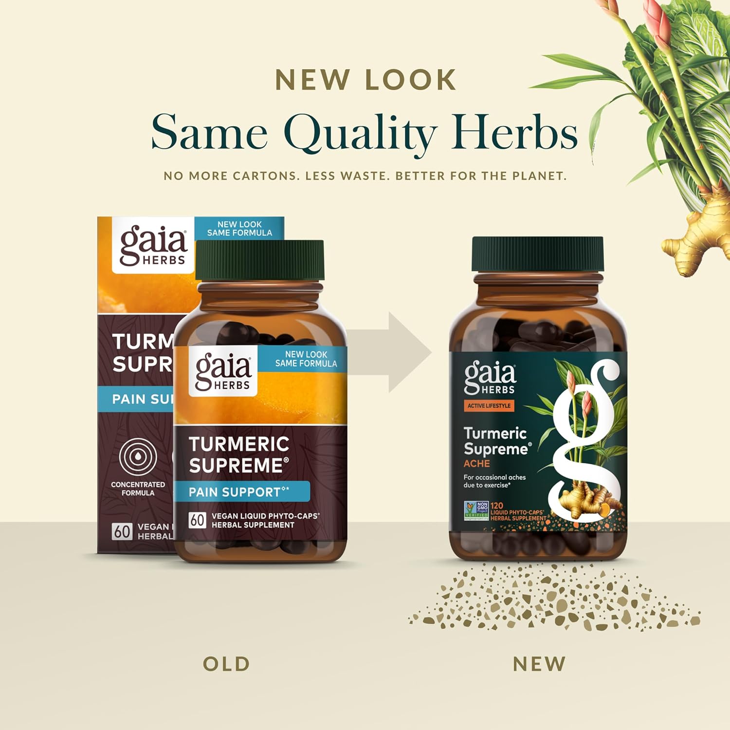 Gaia Herbs Turmeric Supreme Ache- Helps Provide Relief of Occasional Aches - with Turmeric Curcumin, Black Pepper, Devil’s Claw, Ginger, Feverfew & More - 120 Liquid Phyto-Capsules(60-Day Supply) - Image 6