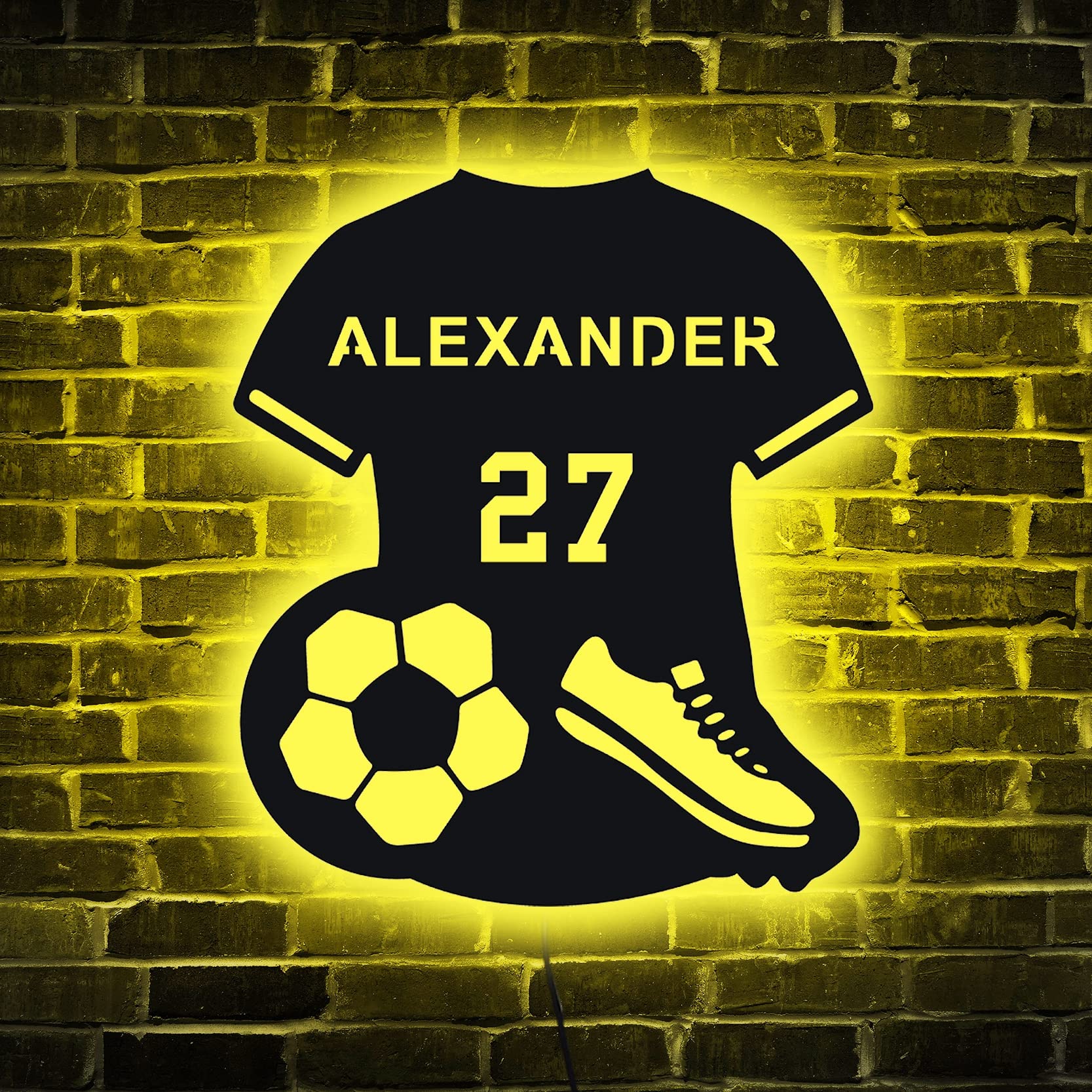 soulglass Insegna Al Neon Personalizzata Della Maglia Da Calcio, Decorazione Da Appendere Alla Parete, Regalo Di Compleanno Per Figlio Amante Del Calcio, Insegna Della Maglia Da Calcio