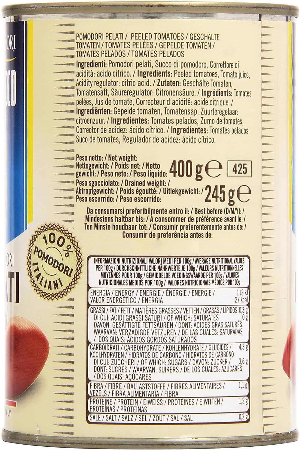 De Cecco Pomodori Pelati geschälte Tomaten 400g + Italian Gourmet Polpa 400g