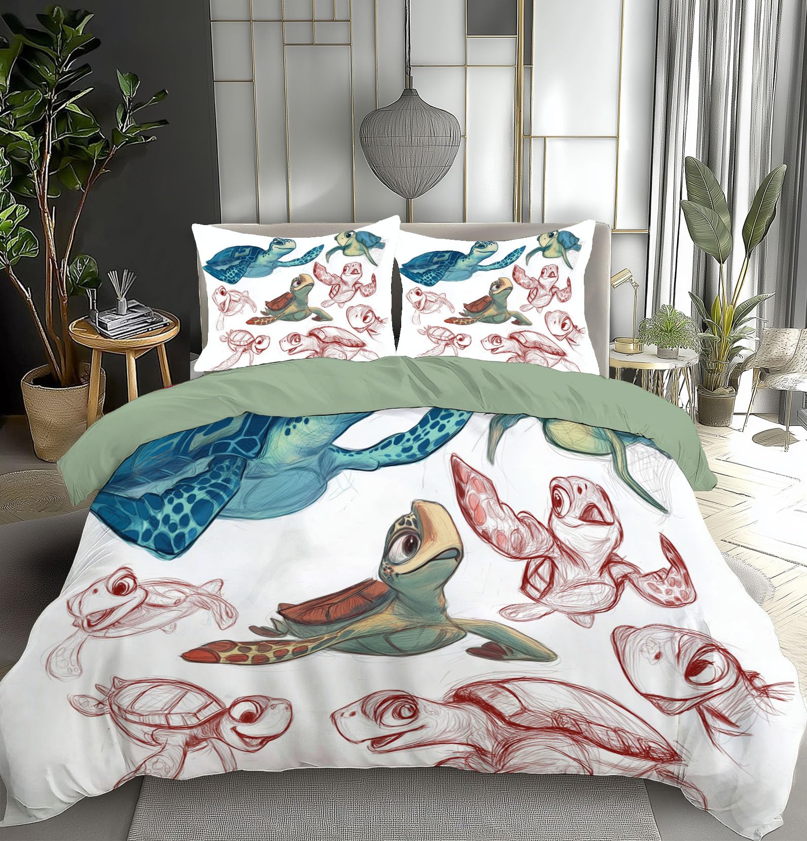 Parure de Couette en microfibre de luxe motif tortue lit double 220x240