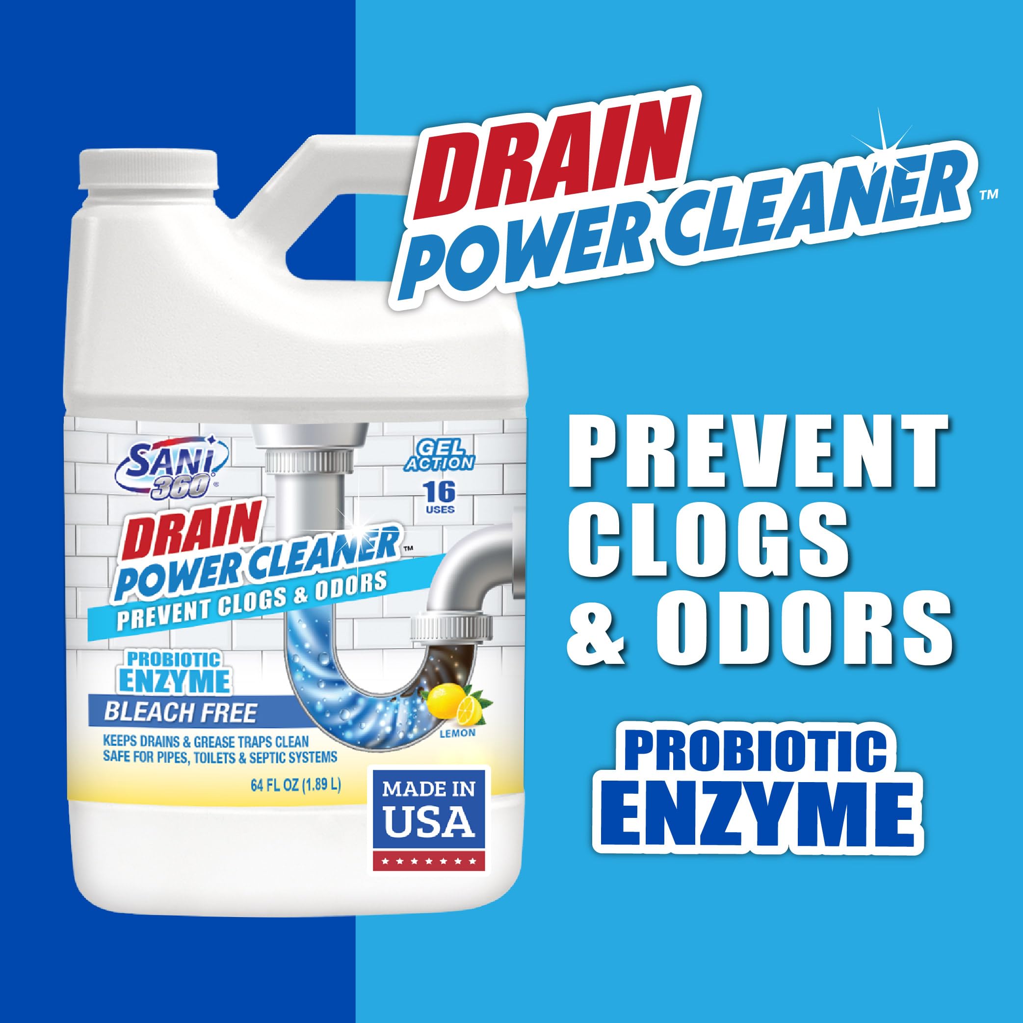 Amazon.com: SANI 360° Enzyme Drain Cleaner & Odor Remover, 16 Uses