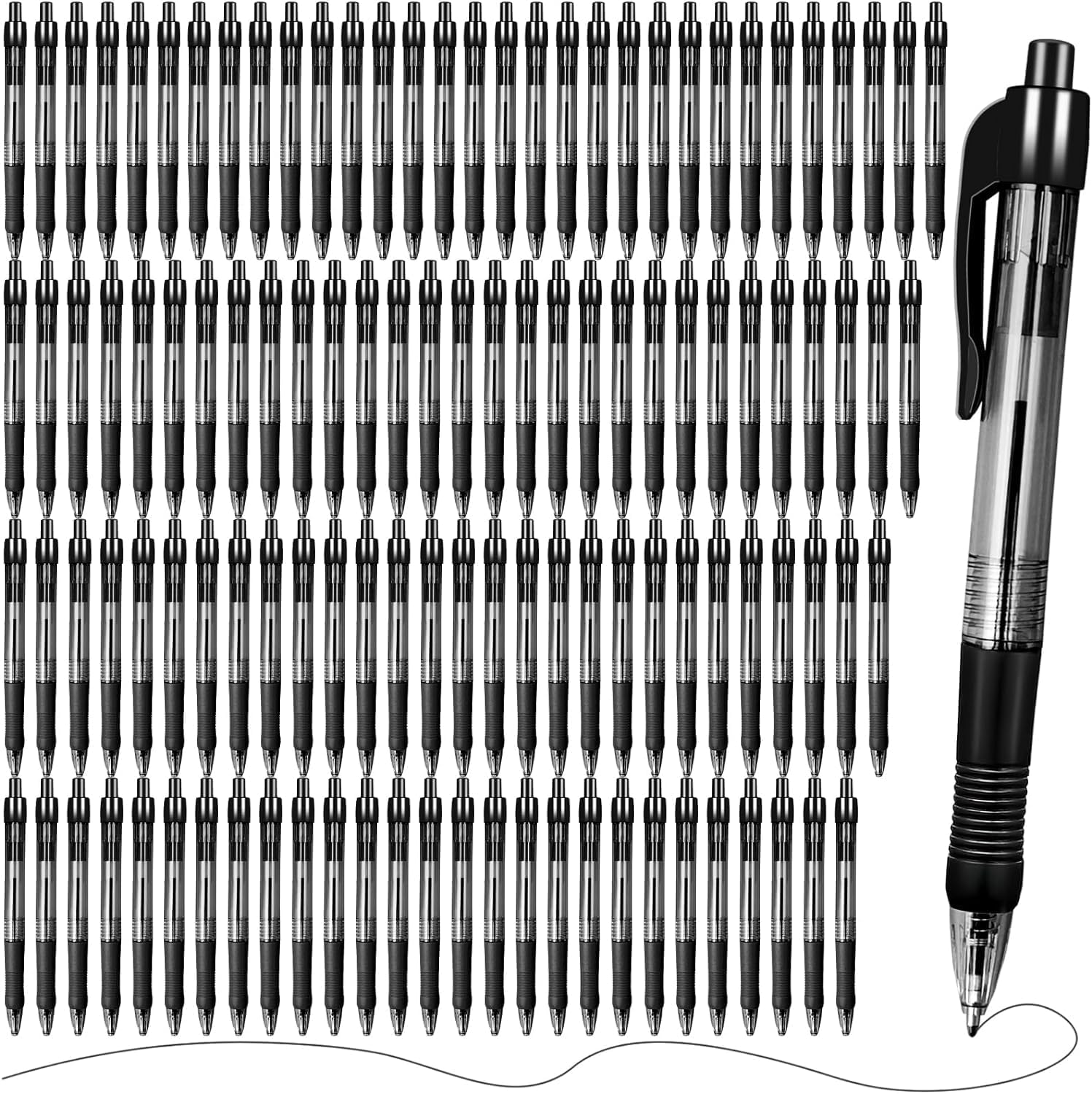 Kaxtde 200 Pack Retractable Ballpoint Pens Bulk, Black Biros Pen with Comfort Grip, Smooth Writing Pens for Office School Business and Home Stationery (1.0mm Tip)
