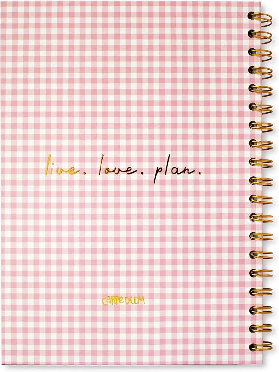 Pukka Pad Carpe Diem B5 Notebooks Pack of 3 Double Spiral Bound Hard Cover Journals with 160 Pages, 80 Sheets of Lined Paper for Everyday School, Office, and Personal Notes, Ballerina Check Pink