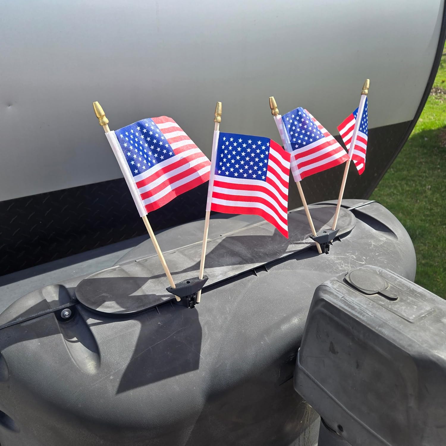 Black Ergonomic Camper Propane Tank Cover Knobs with Mini Flag Holder 2 Pack