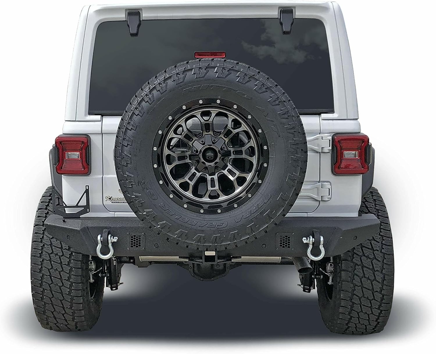 Rear Bumper Fits Jeep Wrangler JL 2018–2025 One-Piece Textured Black Steel Bumper, Direct-Fit, 2 Inch Receiver, D-Ring Mounts & D-Rings, License Plate Bracket TrailFX JL06T