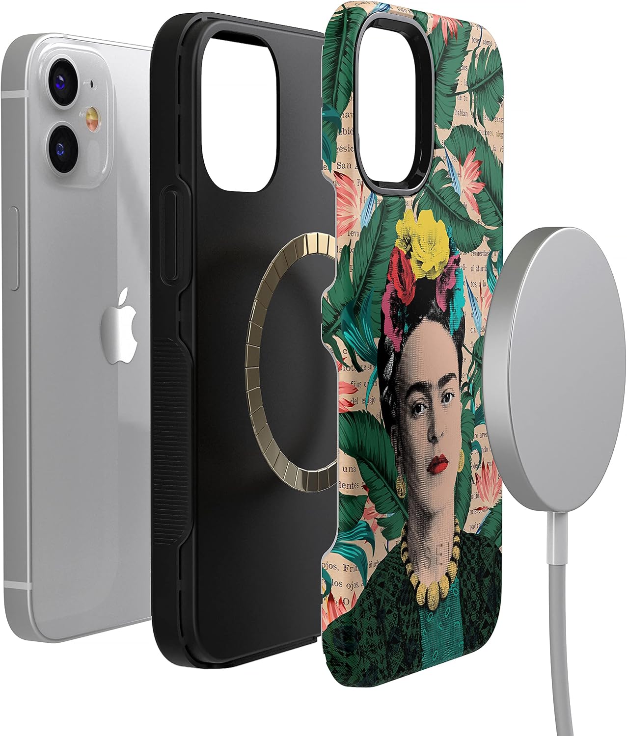 Casely iPhone 12 Mini Case | Find Your Muse | Frida Kahlo Portrait | Bold Protective Design | Compatible with MagSafe
