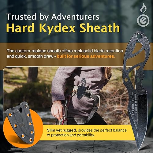 Miniatura 3 de OUTDOOR ELEMENT Phoenix Feather - Cuchillo de hoja multiherramienta con funda Kydex incluida, destornillador hexagonal de 14 pulgadas y herramienta