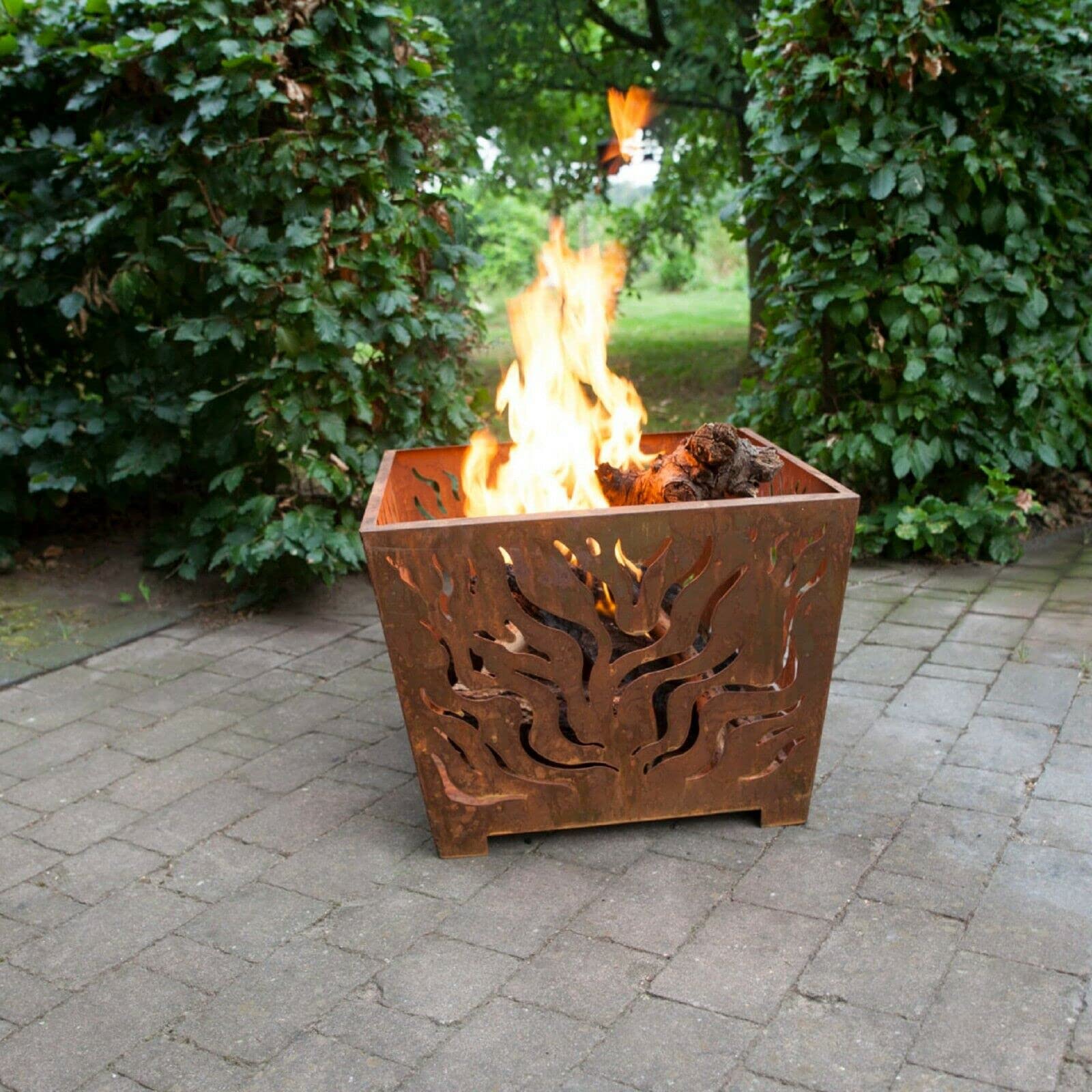 Esschert Design Feuerkorb, Feuerstelle, in rost, quadratisch, Größe S, ca. 39 cm x 39 cm x 30 cm