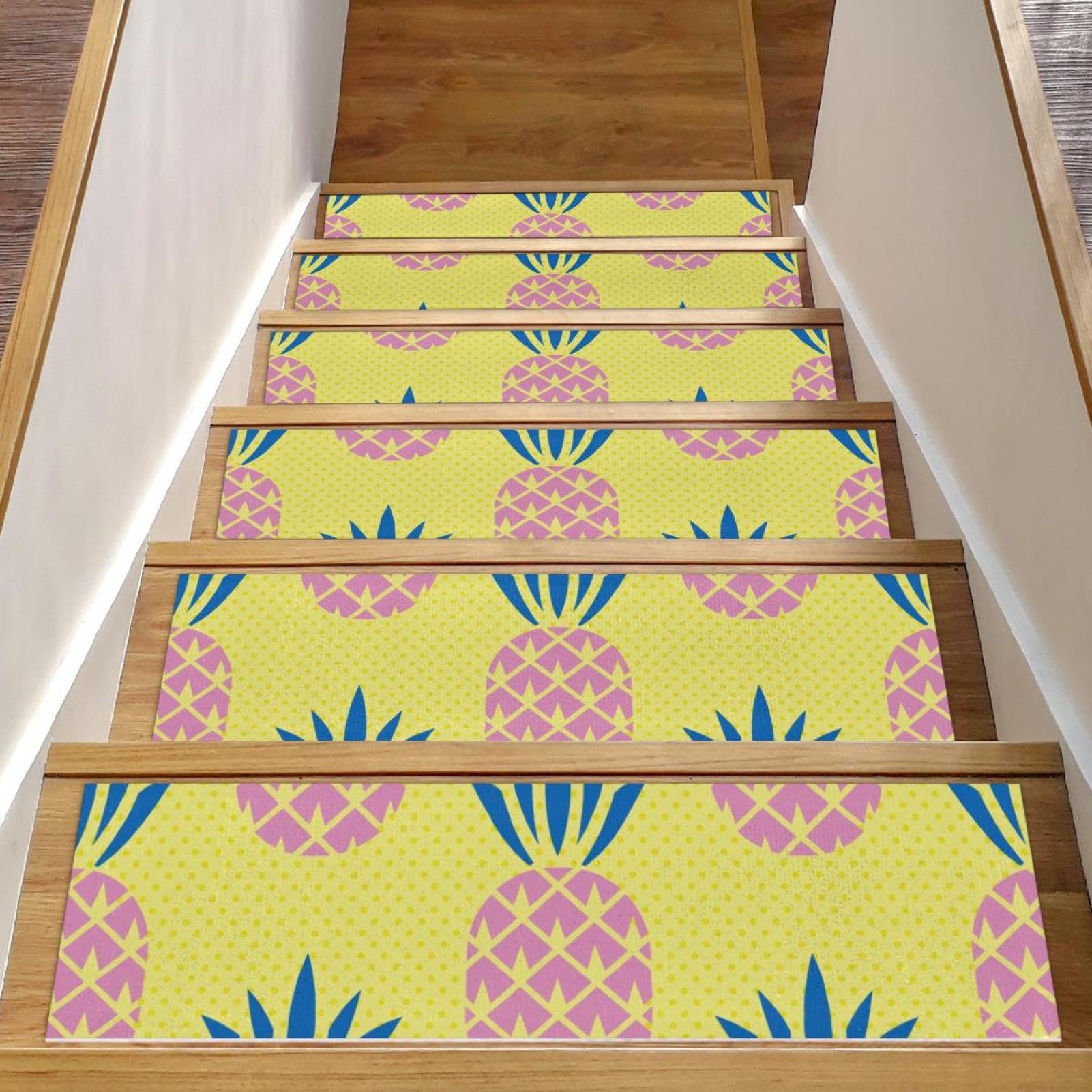 Tapis d'escalier antidérapants contre les marches en bois glissantes motif ananas