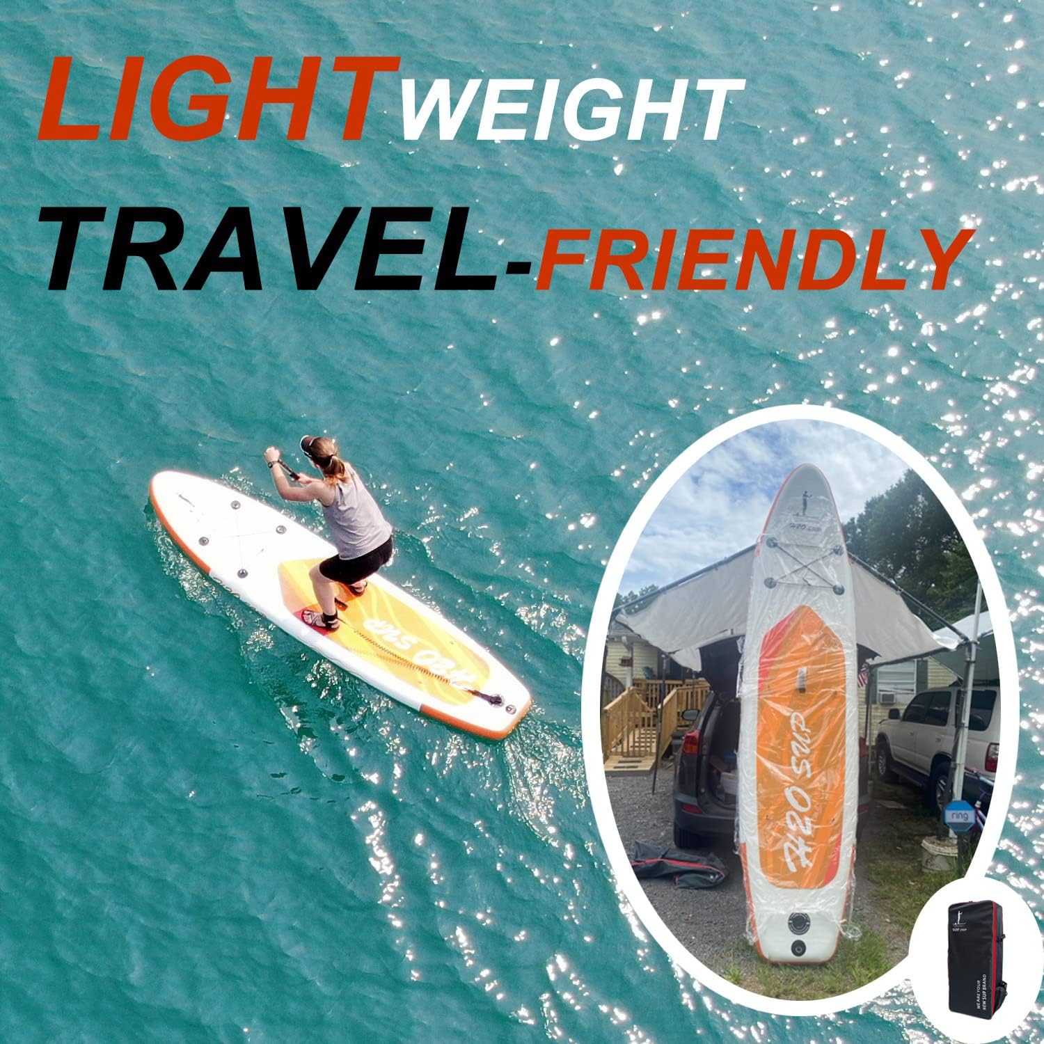 H2OSUP Inflatable Paddle Boards,10'6" x 30" x 6" Stand Up Paddle Board with Backpack,Durable SUP Accessories,Extra D-Rings for Kayak Seat & Non-Slip Deck SUP Boards for Adults