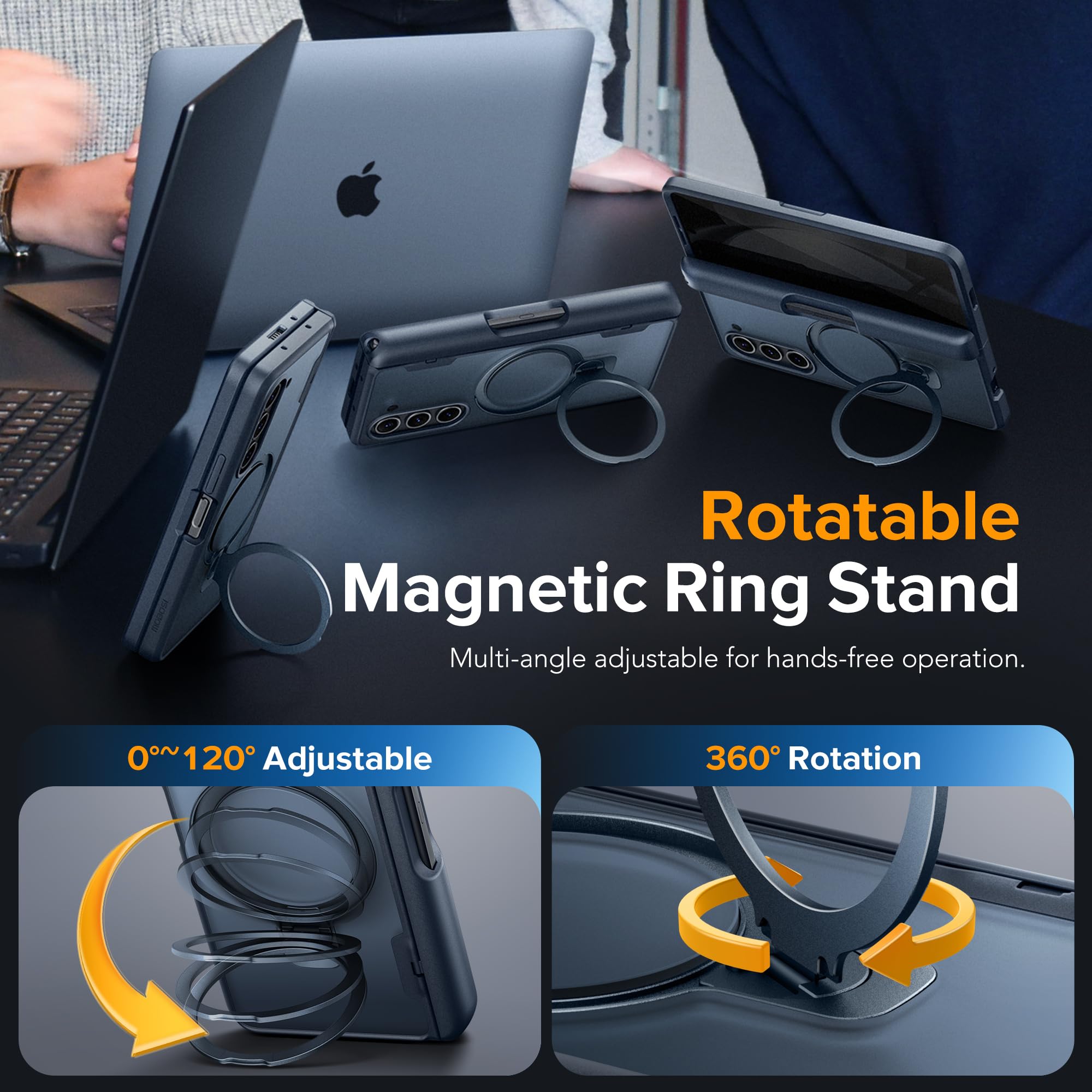 MOBOSI Etui Z Fold 5 z gniazdem na rysik S, kompatybilne z Magsafe, [wbudowany stojak z pierścieniem obrotowym 360° i ochrona ekranu i zawiasów] Smukłe etui na telefon do Samsung Galaxy Z Fold5