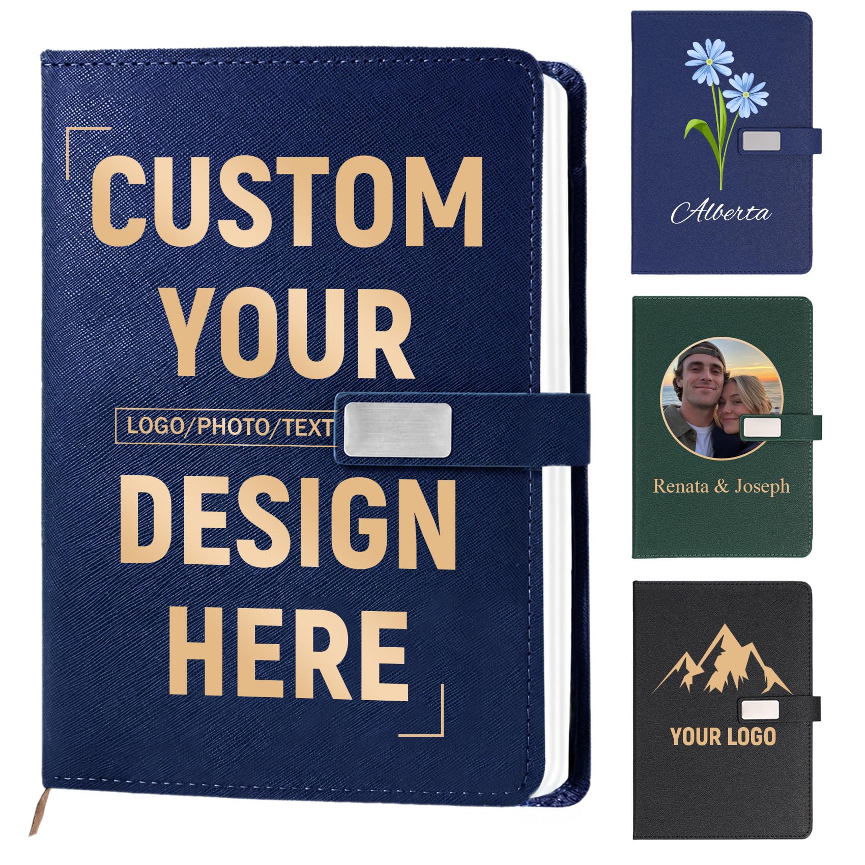 Personalised Notebook and Pen Set, Custom A5 with Photo, Logo and Name