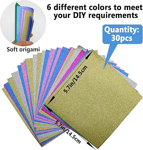 Miniatura 3 de Foeipy Juego de 600 piezas de Origami de una sola cara, papel brillante de origami, papel de estrellas de origami, paquete de papel DIY con