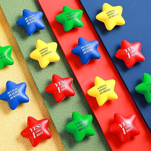 Miniatura 4 de Kasyat 20 bolas de estrés con citas, mini bolas motivacionales para el estrés para adultos, juguete de estrella para aliviar el estrés, bolas de
