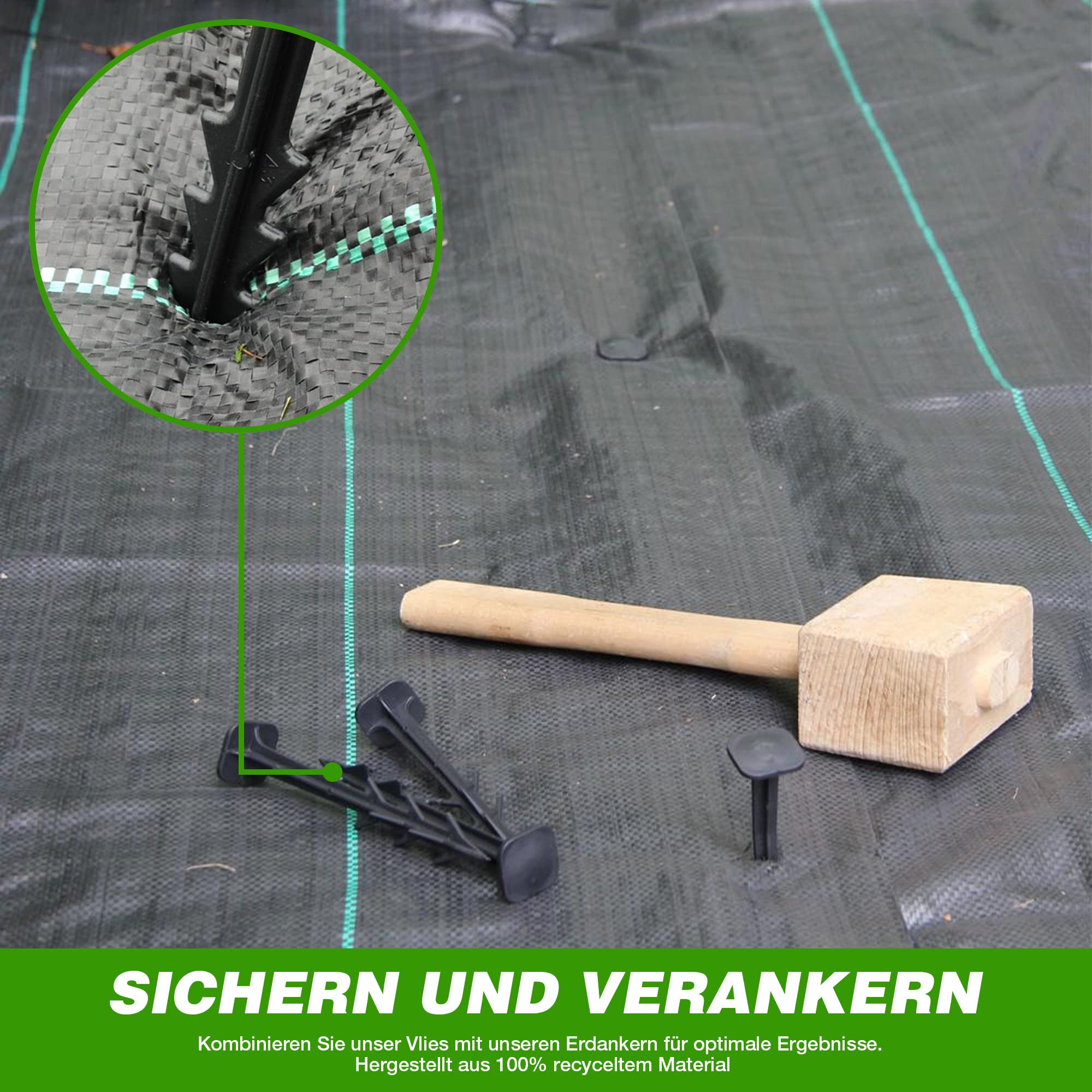 GroundMaster Unkrautvlies Extra Stark (2 m Breit x 10 m Lang) - 100g/m² Unkrautvlies Wasserdurchlässig, Bodengewebe Unkrautflies für Garten, Hochbeet, Einfahrt usw., Anti Unkrautvlies Pflanzfolie