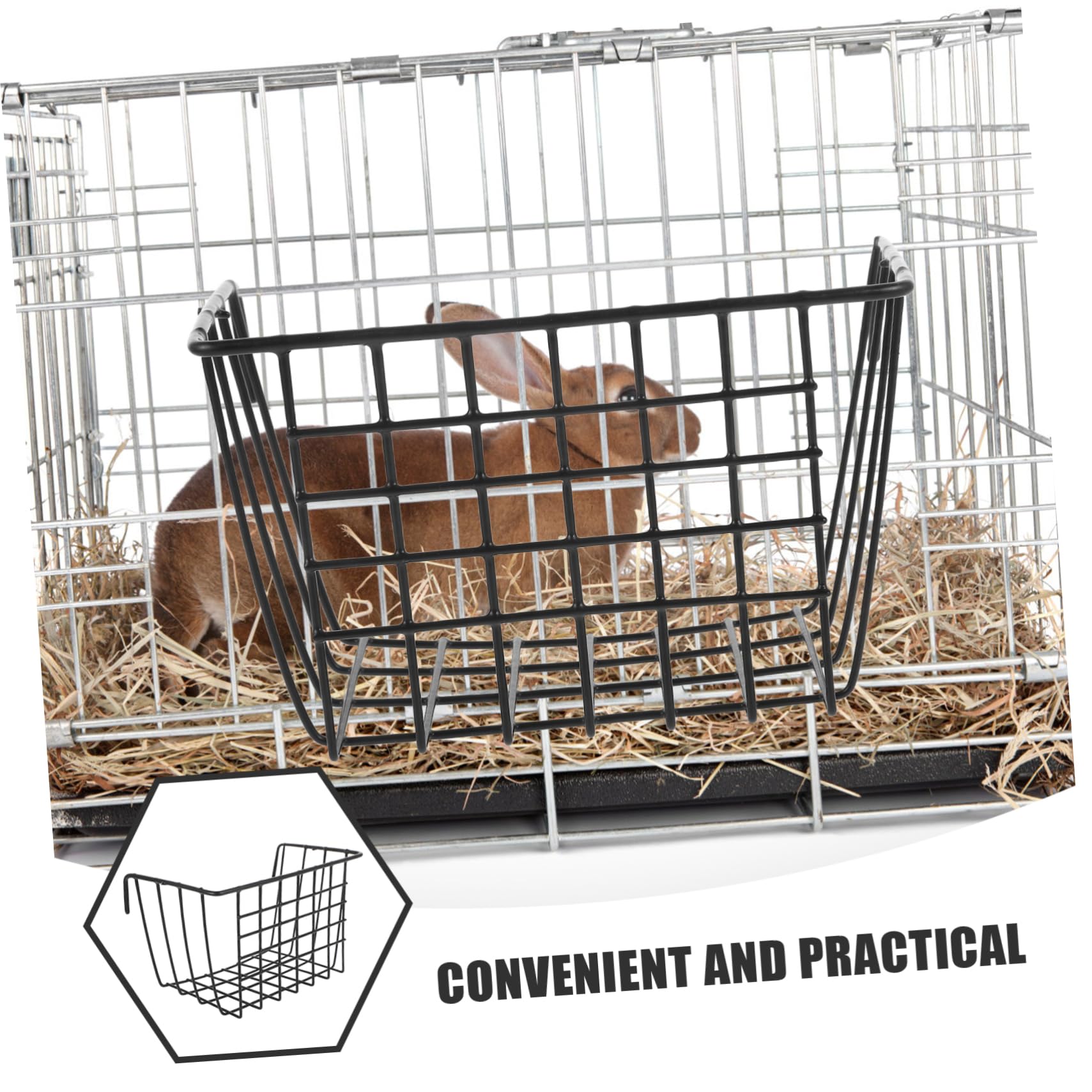 BESPORTBLE 4piezas Cesta De Alimentación para Conejos y De Hierro Soporte Colgante Resistente Al Comedero Metálico para Heno Diseño para Mantener El y Organizado
