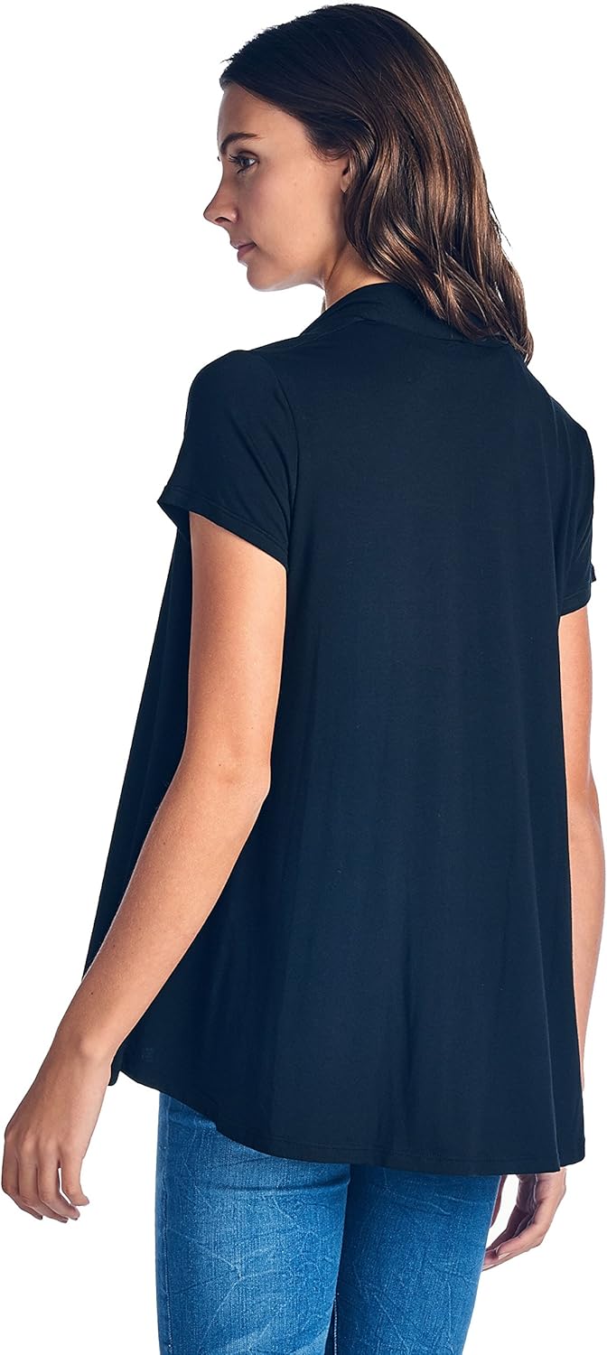 Women Short Sleeve Extra Soft Viscose Made from Bamboo Casual Open Front Flowy Lightweight Cardigan - Image 5