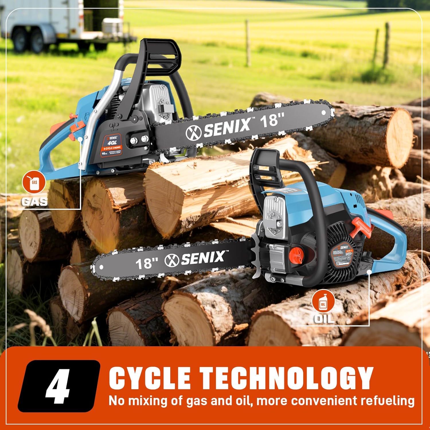 SENIX Chainsaw 4-Cycle Technology