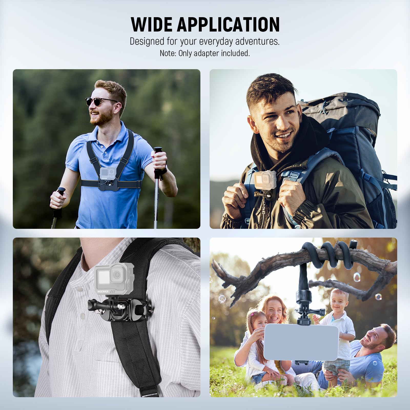 NEEWER Adapter do statywu Action Camera ze śrubą 1/4"-20, akcesoria ze stopu aluminium, kompatybilny z Insta360 X5 X4 X3 GoPro Hero 13 12 dji Osmo Action 5 Pro 4 3 AKASO APEMAN, GP-81