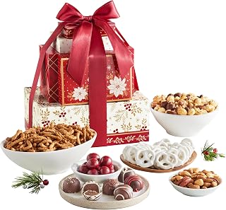 Holiday Signature Tower, Christmas Gift, Gift Basket, Assorted Chocolates, Corporate Gifts