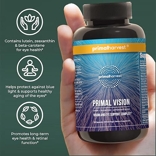 Miniatura 6 de Primal Harvest Primal Vision con luteína, zeaxantina, vitamina A y zinc para la salud ocular, soporte de luz azul y claridad visual, paquete de 2