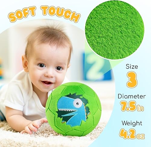 Miniatura 2 de ZOOJOY Pelotas de fútbol de interior para niños pequeños de 1 a 3 años, pelota de fútbol inflable silenciosa de felpa suave tamaño 3 para niños de 3