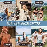 Vista 3 de FESHKA Toalla de playa turca sin arena (37 x 67), toalla de baño de secado rápido, manta de playa de gran tamaño, ligera para viajes, fabricada