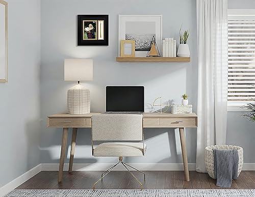 Miniatura 4 de Golden State Art Marco de graduación de 10 x 10 pulgadas con cristal real, se adapta a fotos y borlas de 5 x 7 pulgadas, doble paspartú (negro sobre