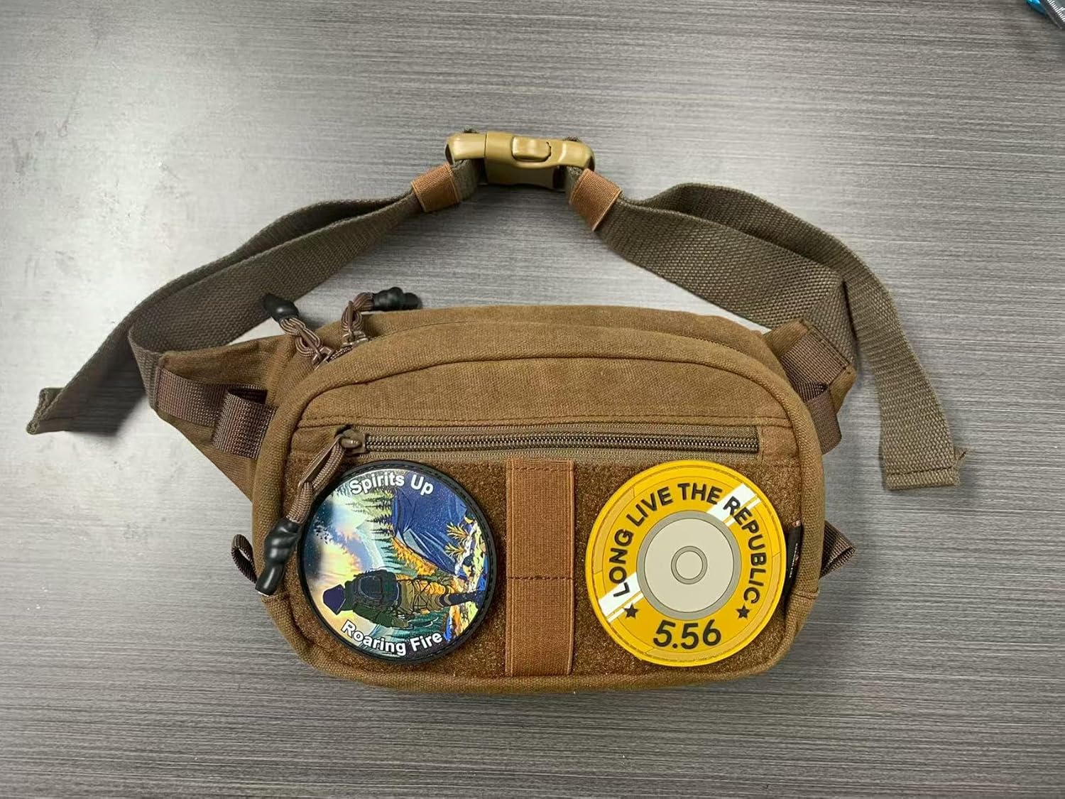 ROARING FIRE Ridger Tactical Fanny Pack for men with Two-sides Adjustable Waist Belt and RFID Protection Concealed Carry Zippered Pocket for Hiking, Treeking, Jogging, Outdoor(Waxed Canvas Version) - Image 8