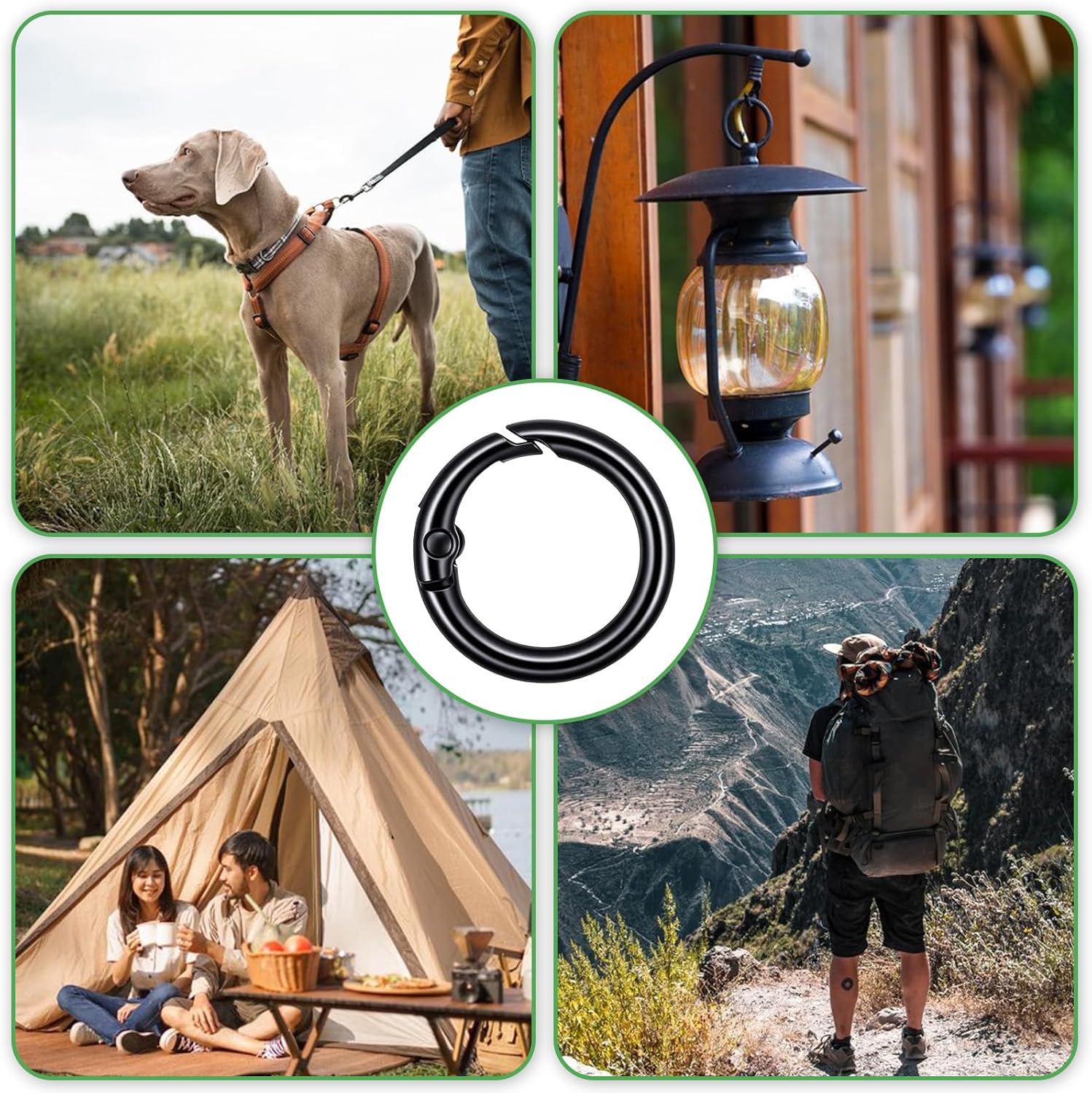 Ouligay 12PCS Small Black Carabiner Clip Metal Mini Spring O Ring Clips 2 Sizes Small Round Carabiner Clips Car Key Rings Hook Dog Tag Clip Purse Keychain Replacement Black - Image 6