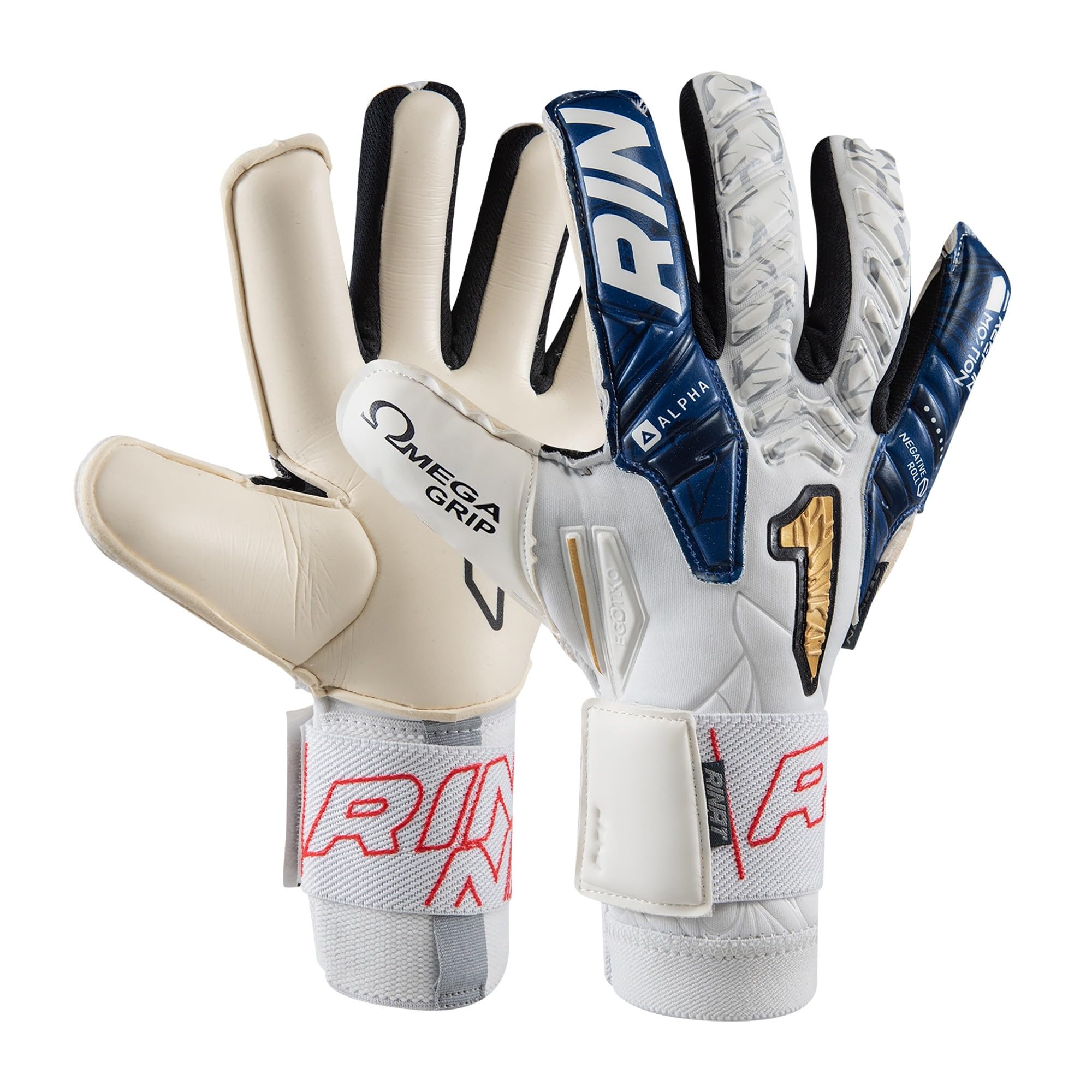 Rinat Egotiko Avengers Alpha Goalkeeper Gloves, Adult, White, Size 8