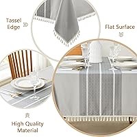 Vista 16 de Cosmine Mantel rectangular, mantel de lino para casa de campo, tela resistente, mantel bordado lavable con borla, mantel decorativo oblongo