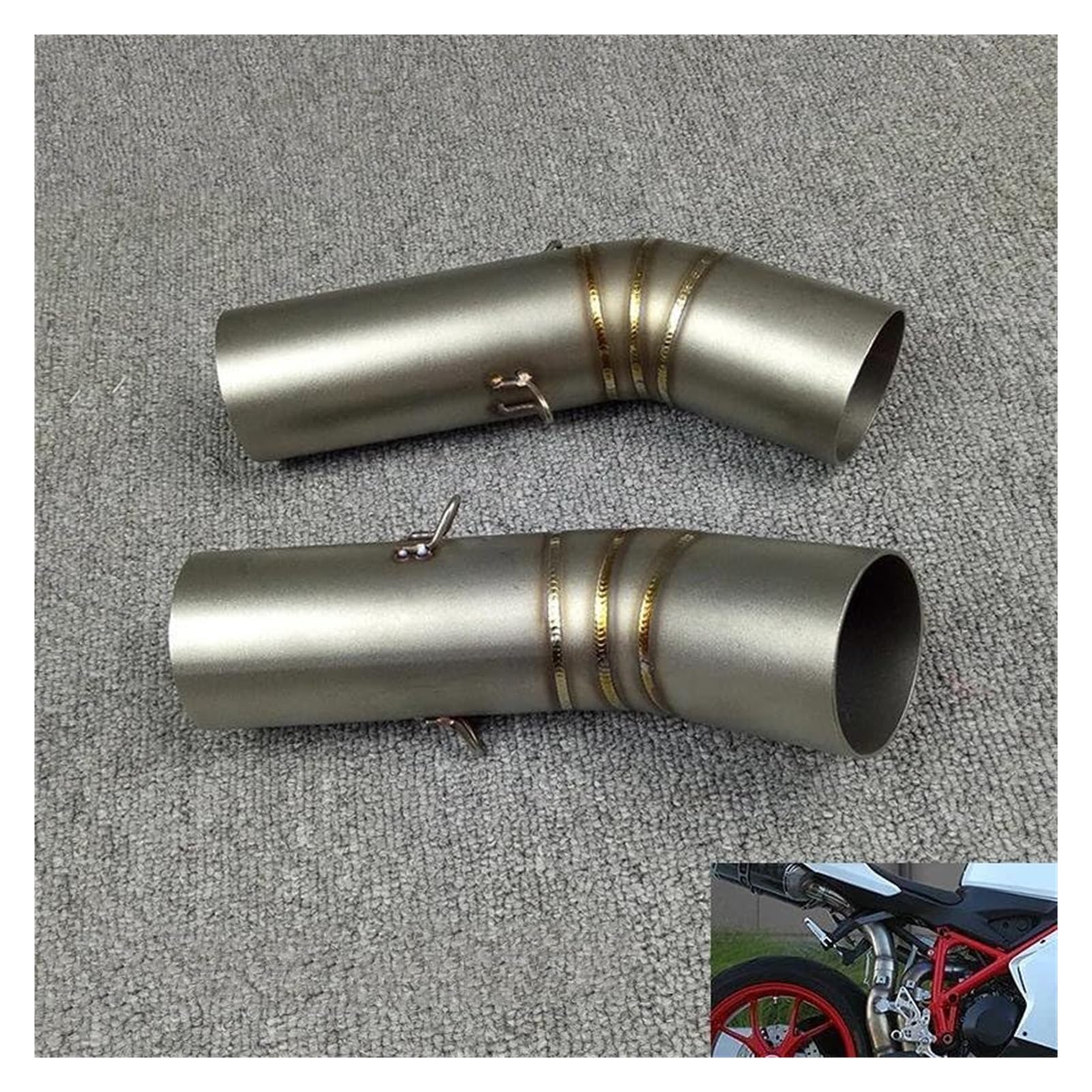 Motorrad Auspuff Tube Für Ducati Für 848 Connect Muffler Link Moto Zubehör Slip-On Motorrad Auspuff Mittelrohr Runder Schalldämpfer Auspuff