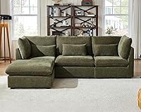 Vista 20 de Sofá modular de gran tamaño, sofá seccional de pana Cloud extra profundo con diván otomano chaise, sofá cama de chenilla esponjosa de 8 plazas